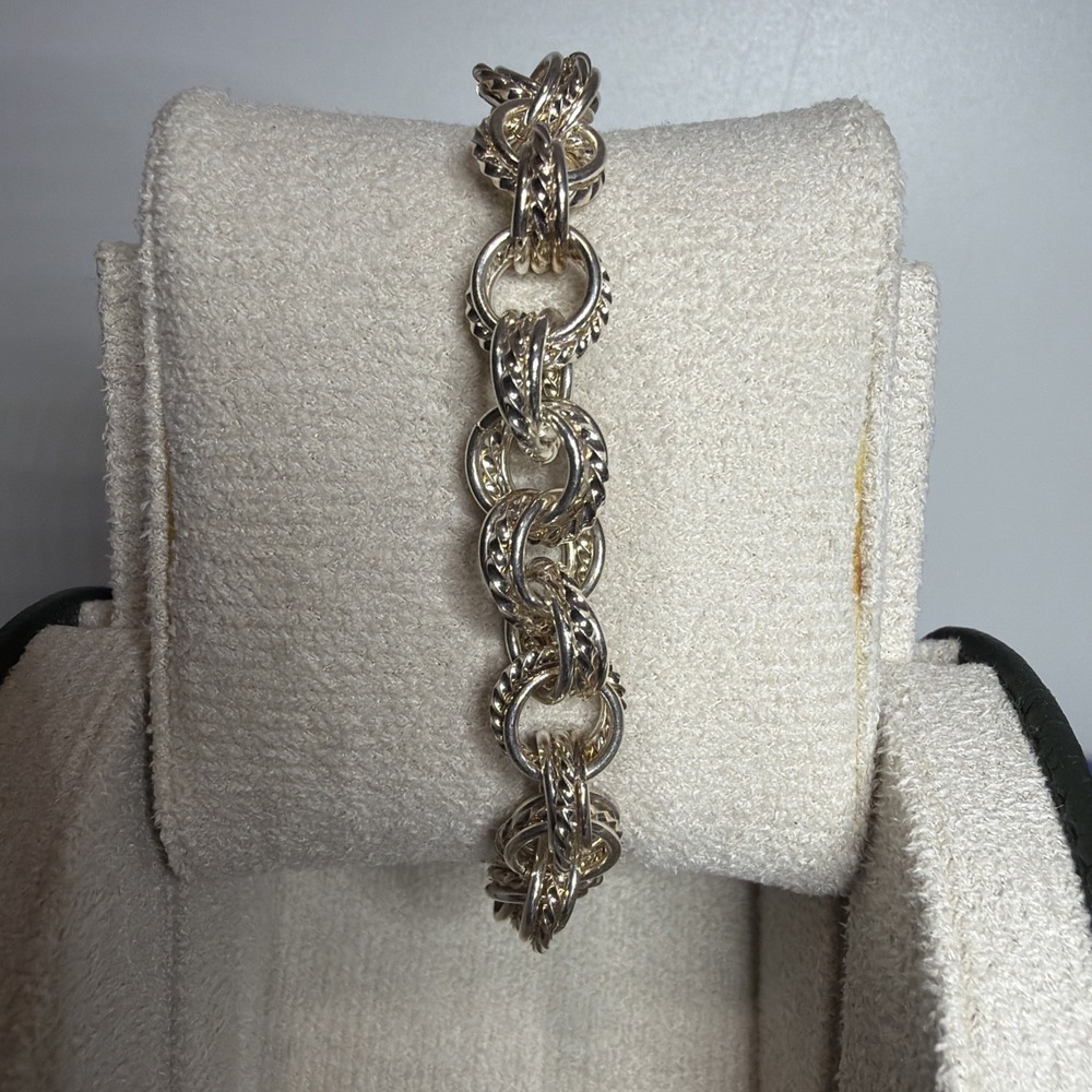 925 Sterling Silver Vintage Multi Chain Link Bracelet